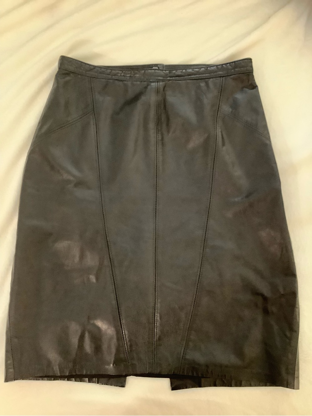 Danier Black Leather Panel Pencil Skirt